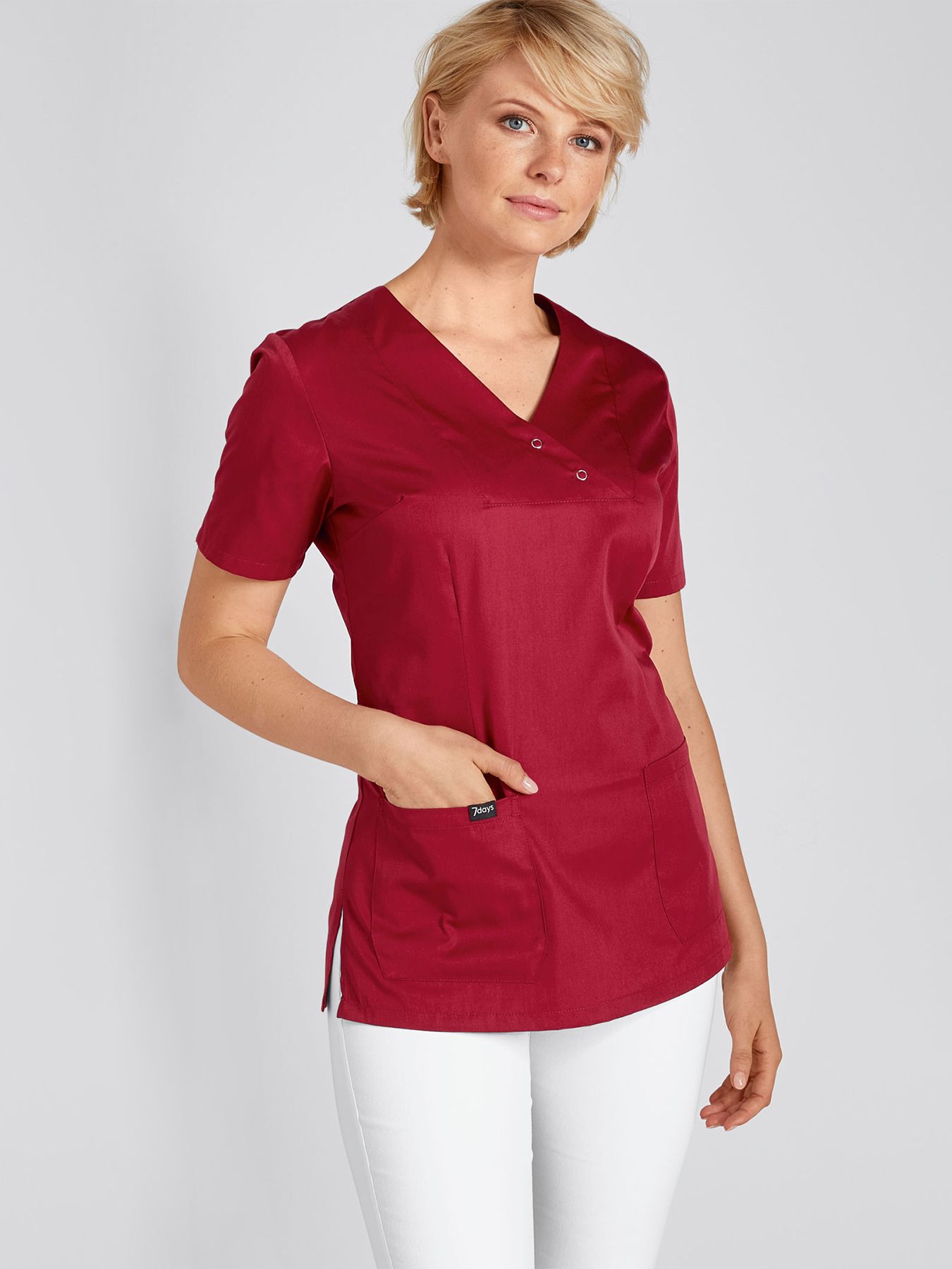 Tunique médicale à encolure V – 2 boutons-pression LAMIA