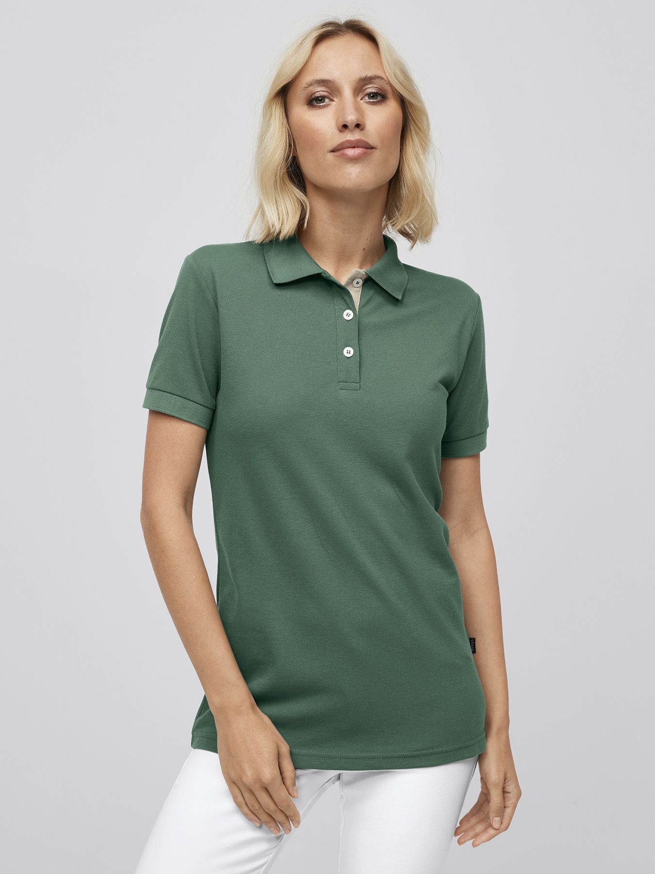 Polo femme en maille piquée SARNIA – boutonnage de couleur contrastante 