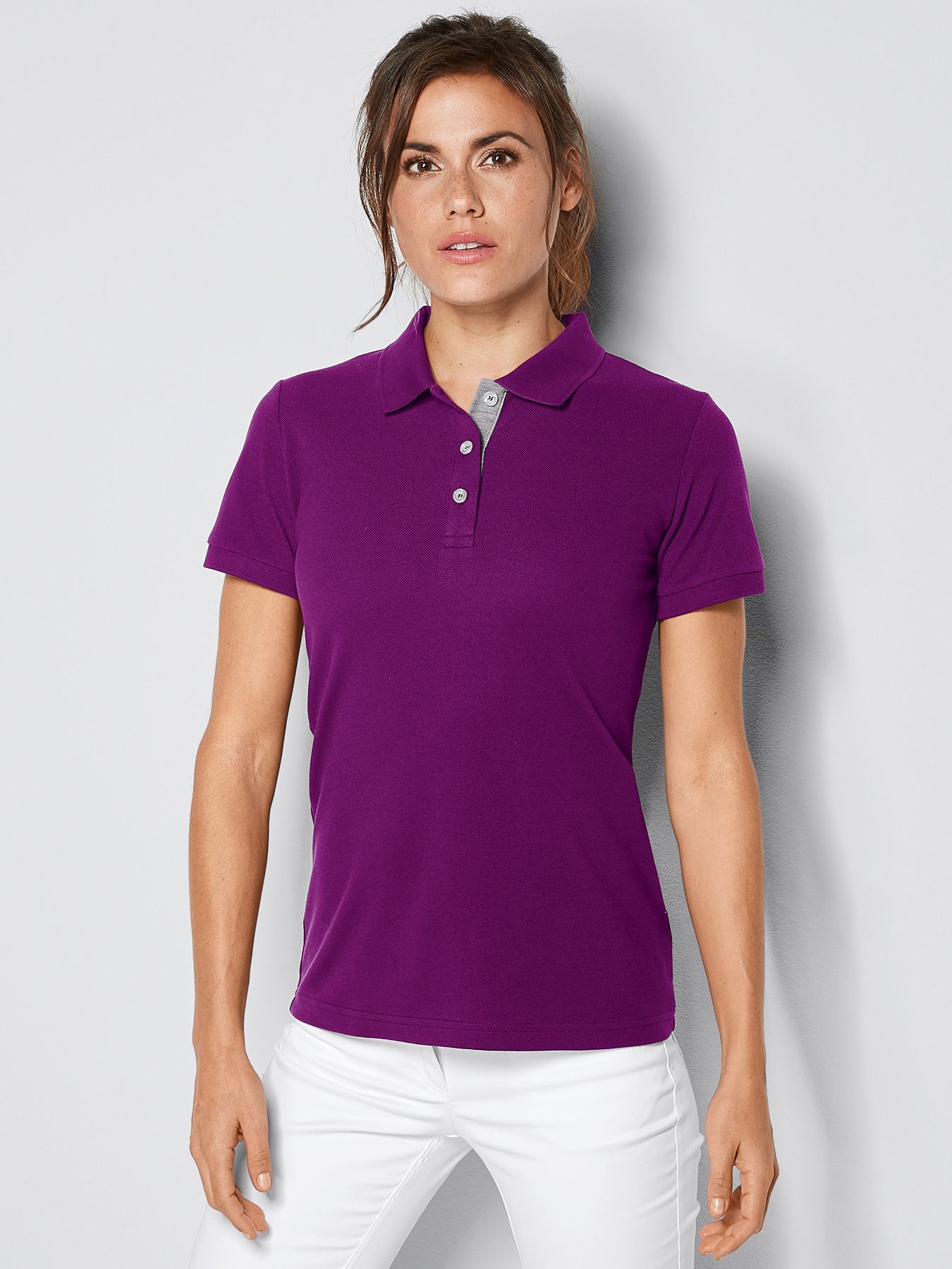 Polo femme en maille piquée SARNIA – boutonnage de couleur contrastante 