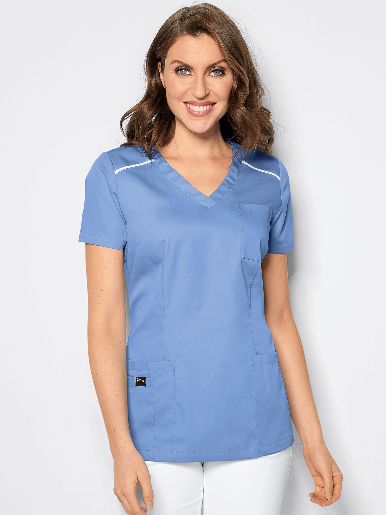 Tunique médicale à enfiler avec passepoil