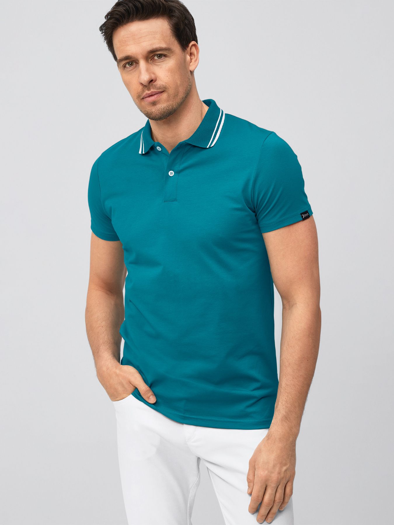Polo mixte en single jersey –  col en tricot