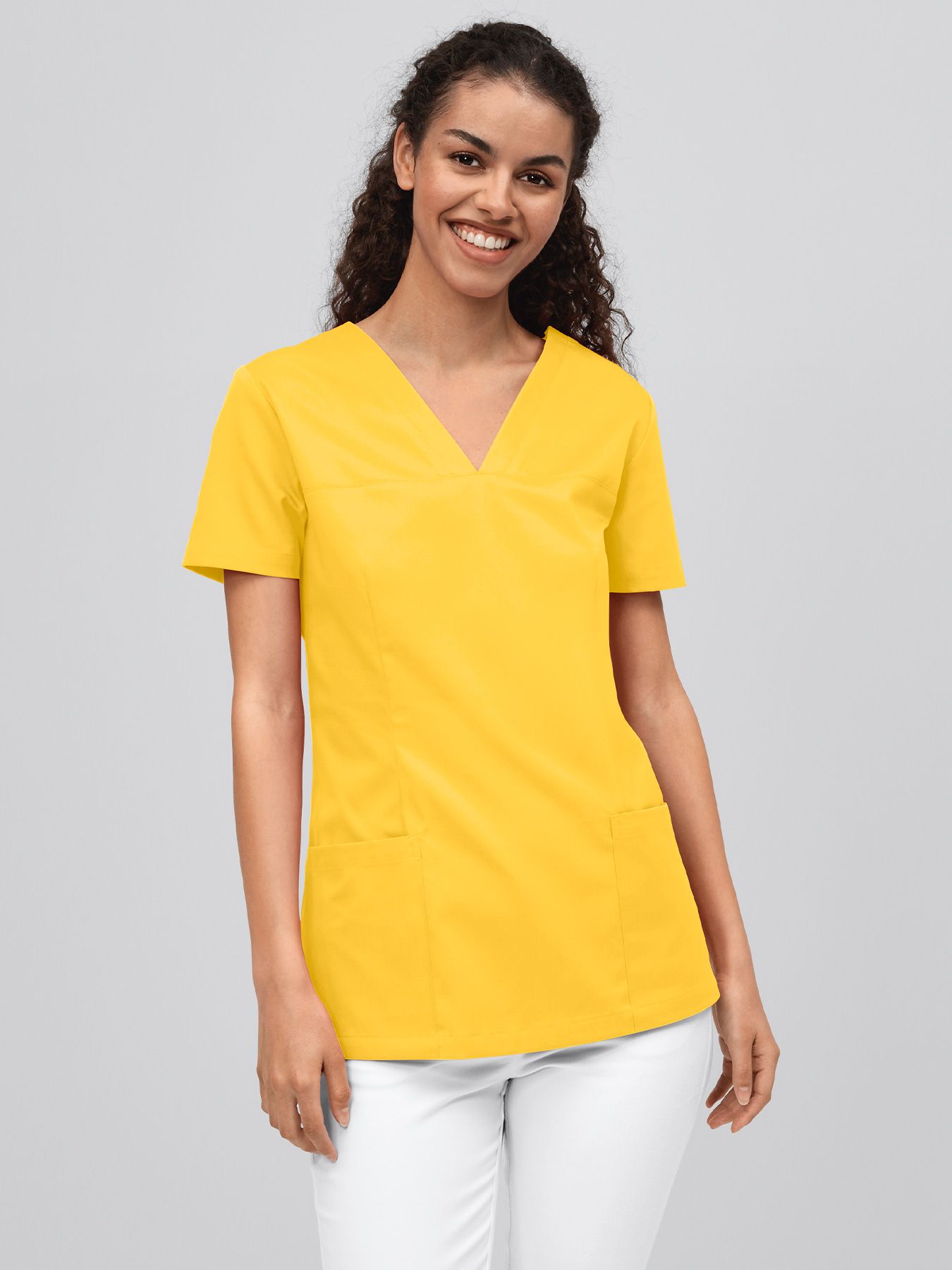 Tunique médicale à enfiler avec encolure V, lavage à 60°