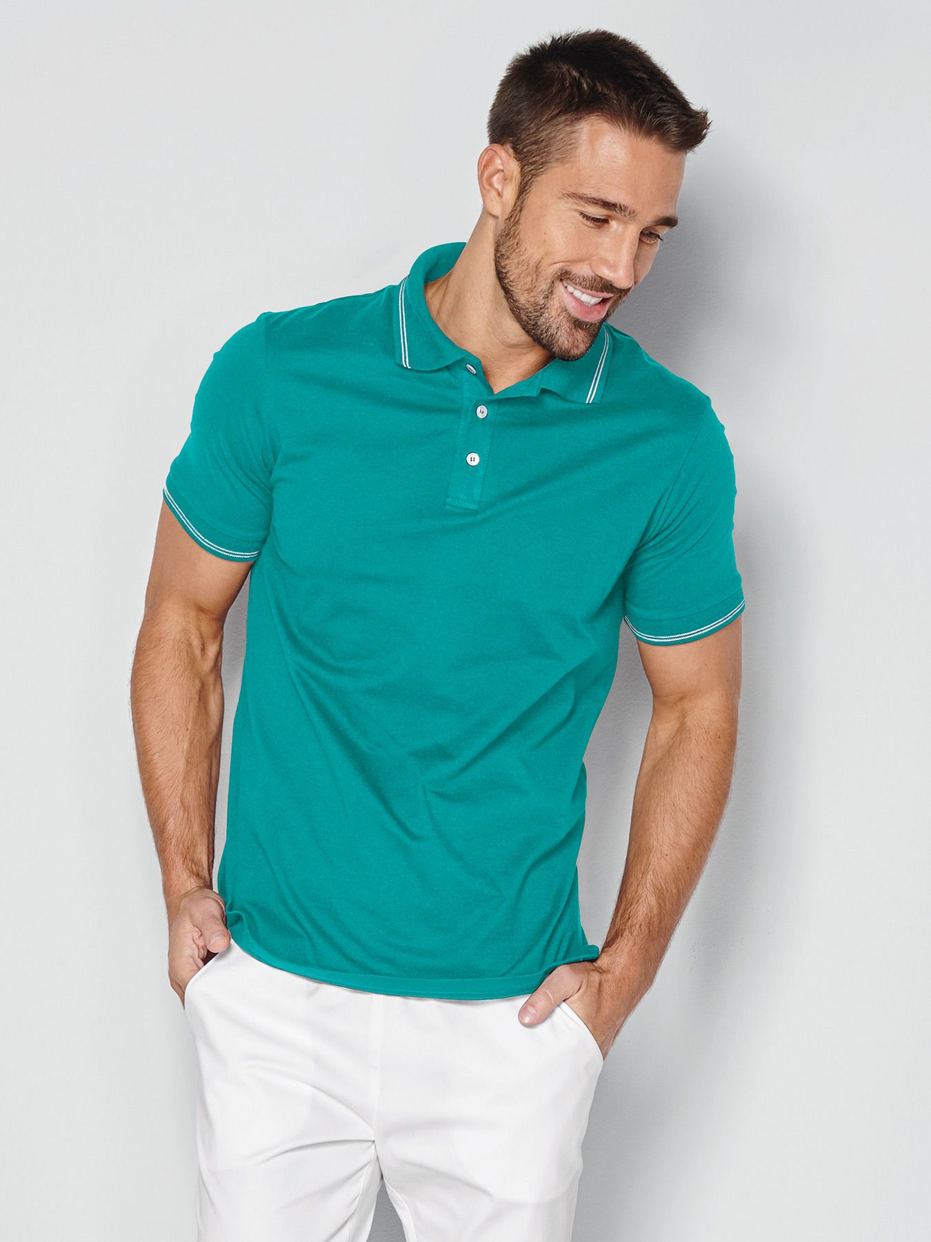 Polo mixte en maille piquée – col avec rayures