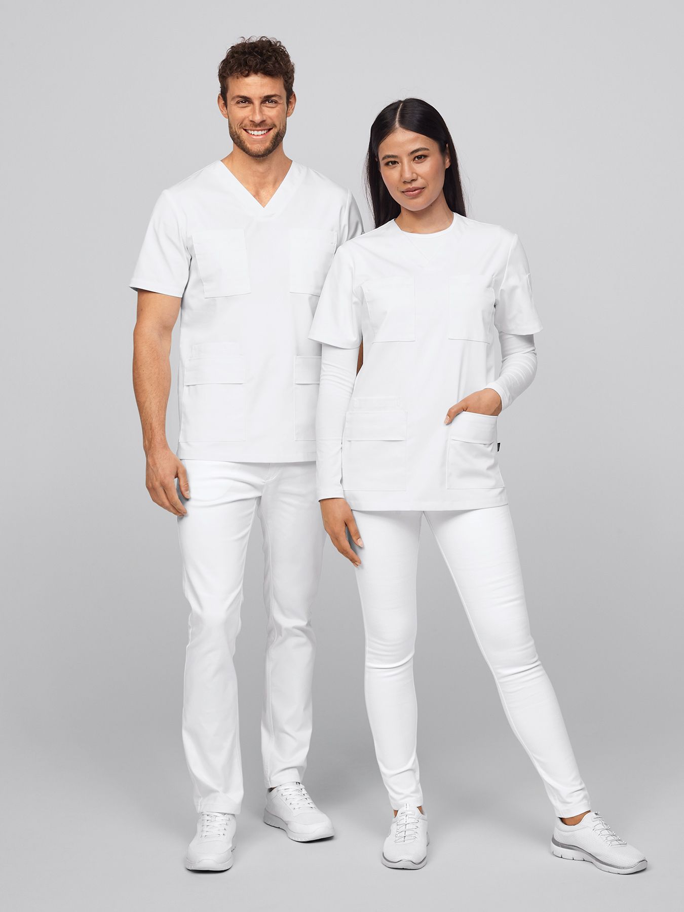Tunique médicale mixte BRISTOL – blanc – 12 poches